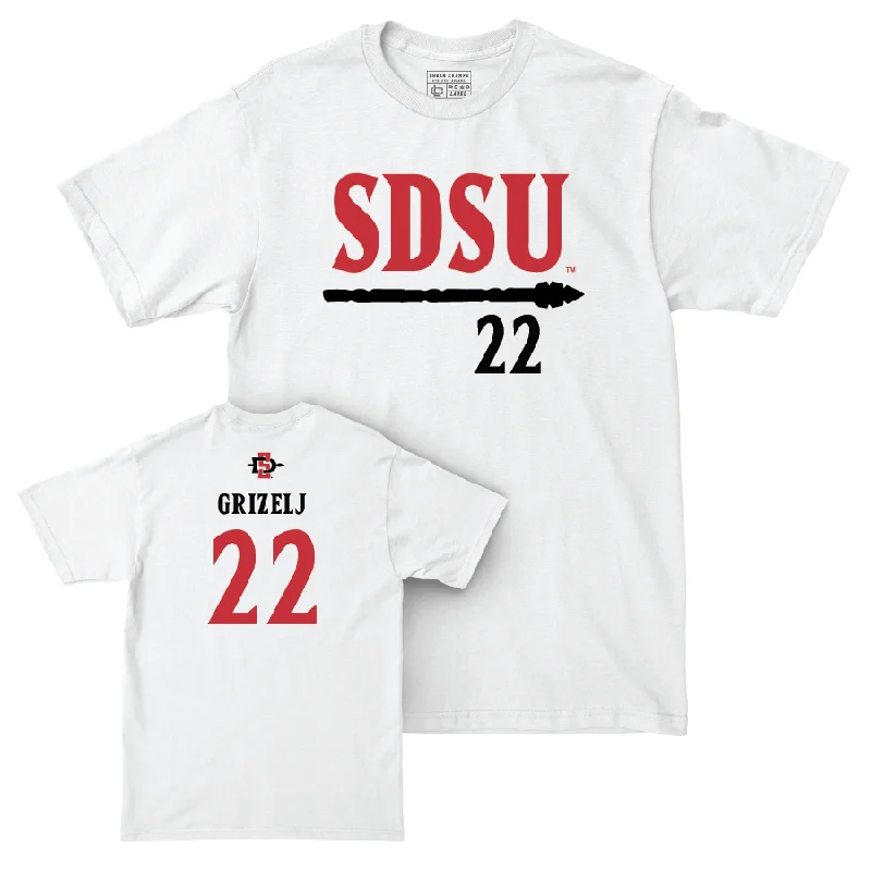 SDSU Women's Basketball White Staple Comfort Colors Tee - Natalija Grizelj #22