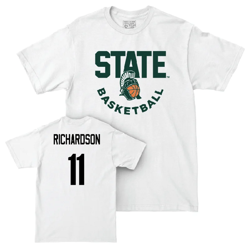 Men's Basketball White Helmet Comfort Colors Tee   - Jase Richardson