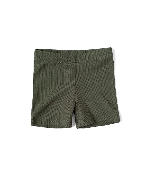 Ribbed Biker Short - Dark Moss