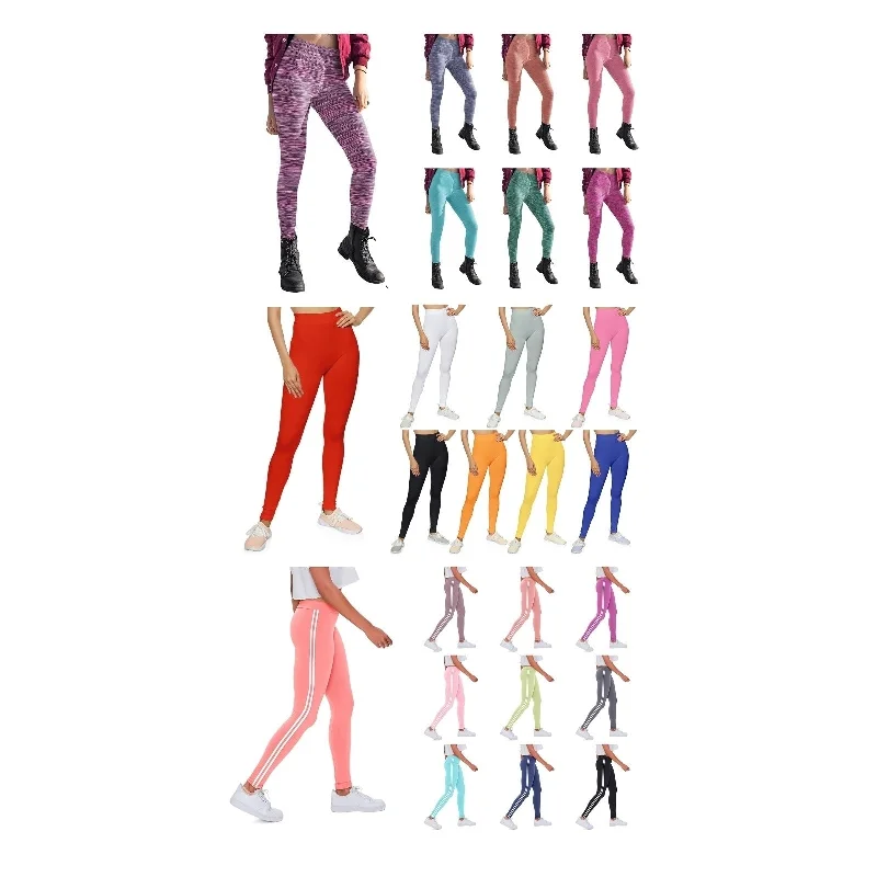 Womens UltraSoft Yoga Workout Leggings 2Pack Random Colors Stretch Fabric