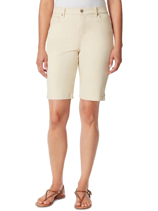 Petites Womens Classic Rise Knee Length Bermuda Shorts