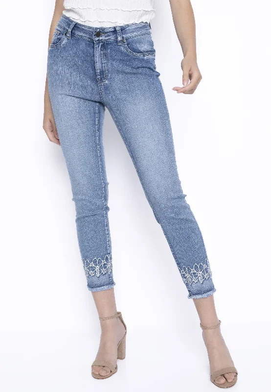 Frayed Edged Embellished Jeans