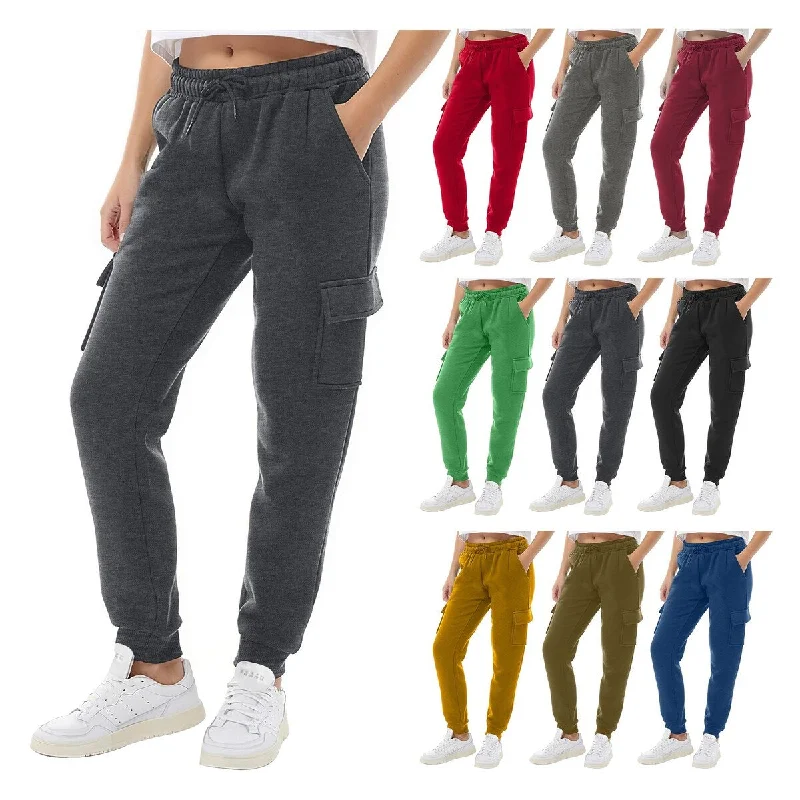 Womens Fleece Lined Cargo Joggers 2Pack Ultra Soft Winter Casual Pants