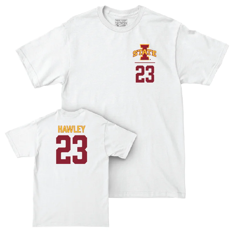 Iowa State Men's Basketball White Logo Comfort Colors Tee - Conrad Hawley