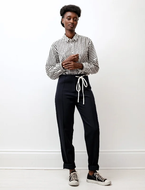 Ribbed Straight Pants Navy