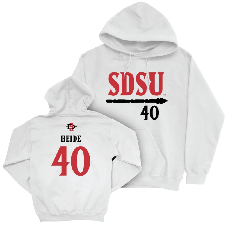 SDSU Men's Basketball White Staple Hoodie - Miles Heide #40