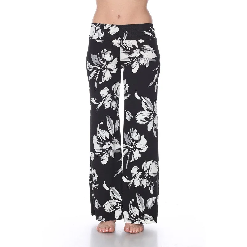 White Mark Womens Floral Palazzo Pants Lightweight Wide Leg Size S4X 95percent Polyester