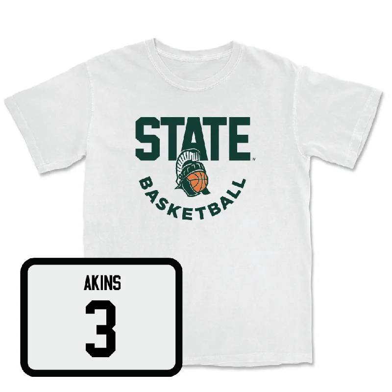 Men's Basketball White Helmet Comfort Colors Tee - Jaden Akins