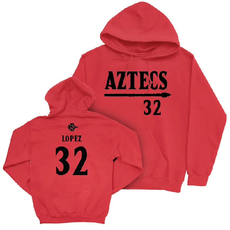 SDSU Men's Basketball Red Staple Hoodie - Desai Lopez #32