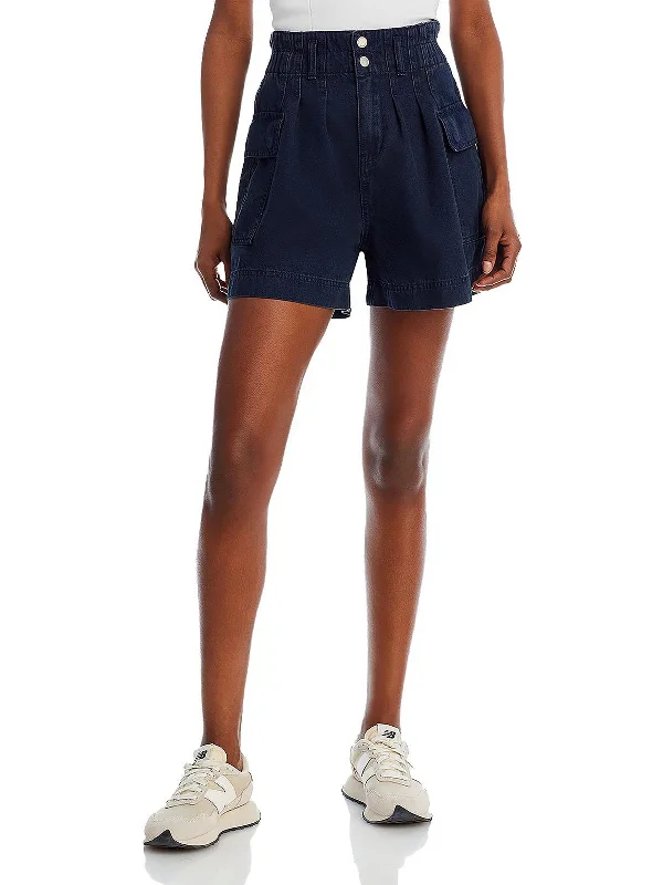 Womens Cotton Blend Utility High-Waist Shorts