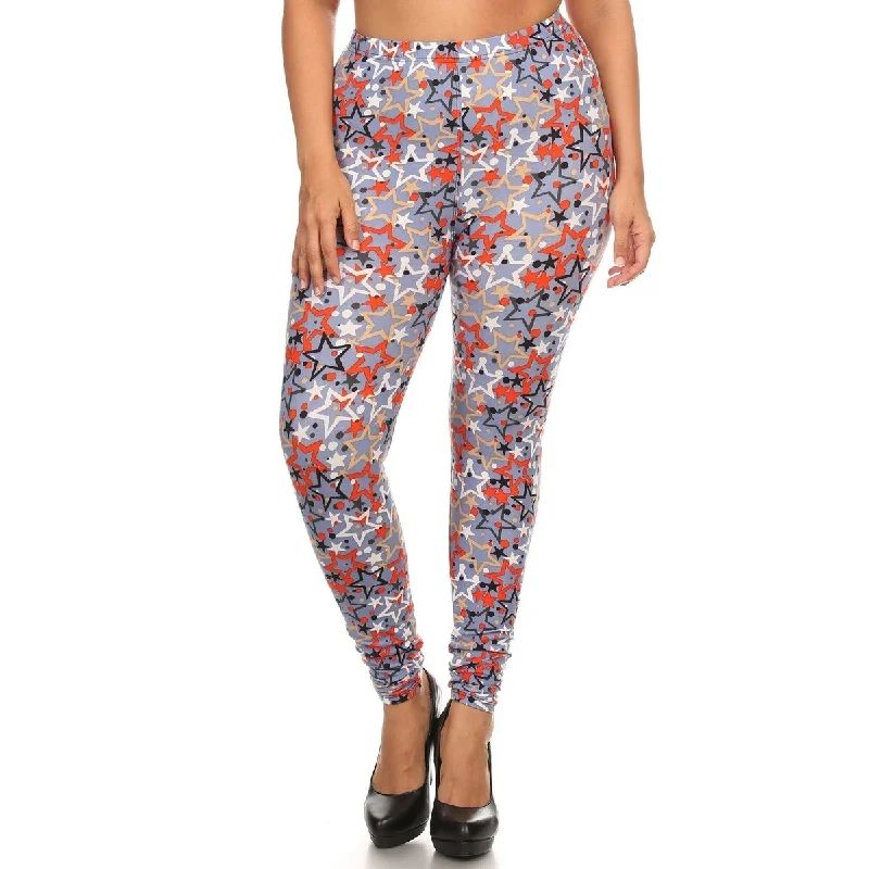 Star Print Full Length Leggings With A High Band Waist