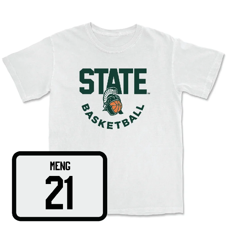 Women's Basketball White Helmet Comfort Colors Tee - Mary Meng