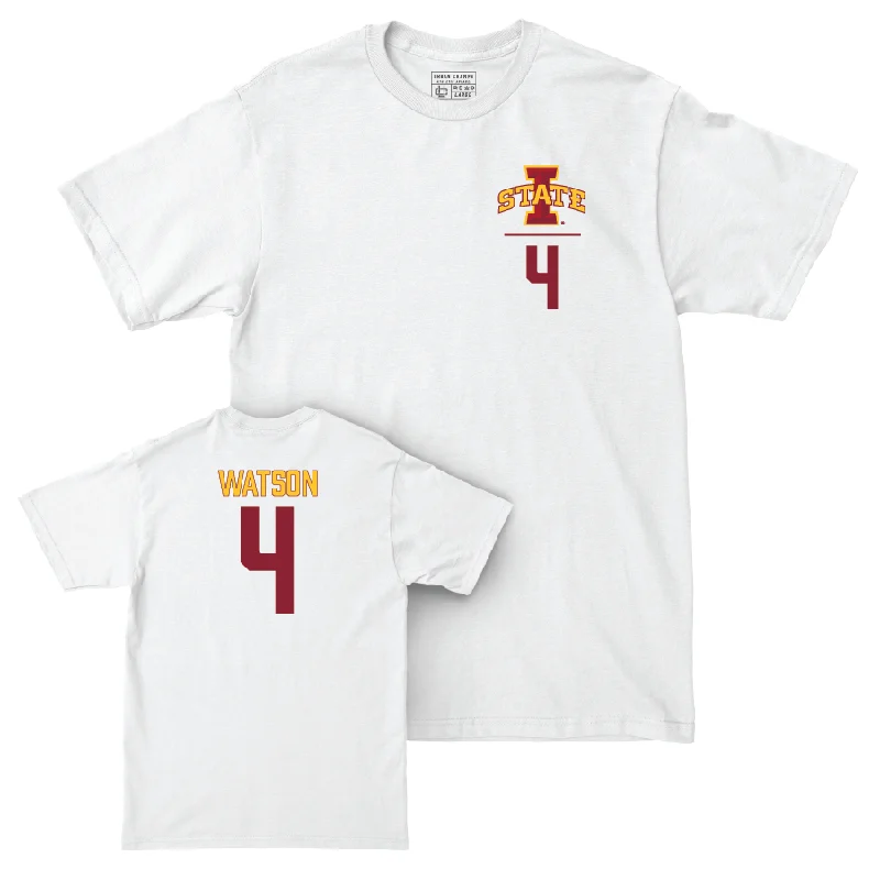 Iowa State Men's Basketball White Logo Comfort Colors Tee - Demarion Watson