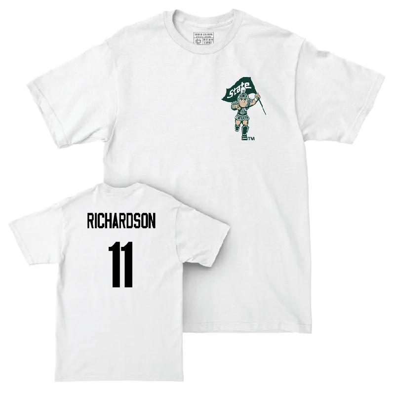 Men's Basketball White Sparty Comfort Colors Tee   - Jase Richardson