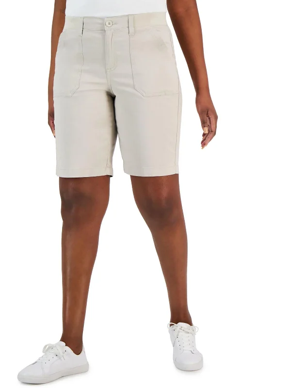 Womens Mid-Rise Midi Bermuda Shorts