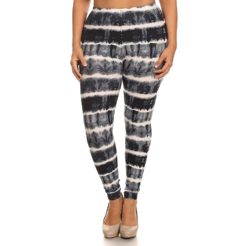 Plus Size Tie Dye Print, Full Length Leggings In A Fitted Style