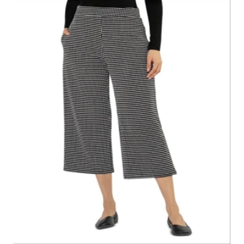 Leota Women's Judy Grid Print Culotte Pants Black Size L