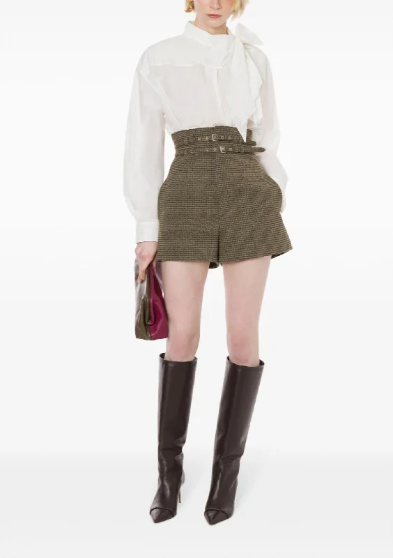 Houndstooth Double -Belt Shorts In Pine