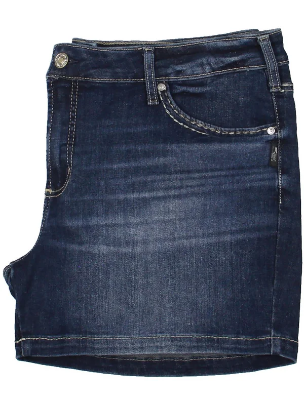 Plus Womens Mid-Rise Mini Denim Shorts