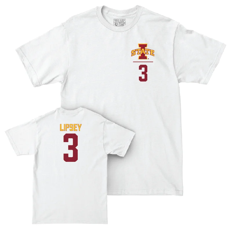 Iowa State Men's Basketball White Logo Comfort Colors Tee - Tamin Lipsey