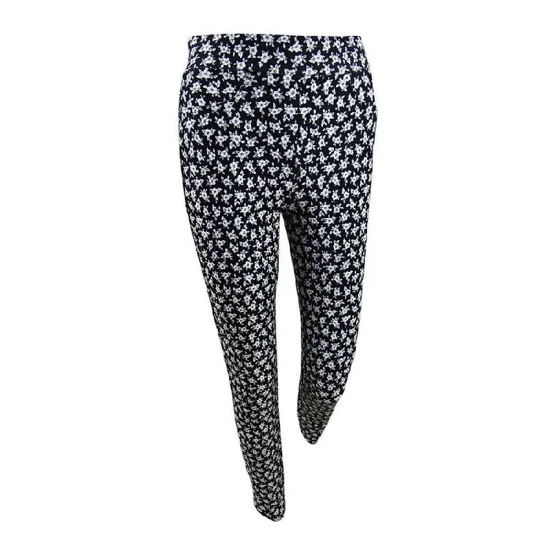 MICHAEL Michael Kors Women's Floral-Print Leggings (XS, Black/White)