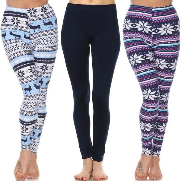 White Mark Womens Pack Of 3 Holiday Leggings