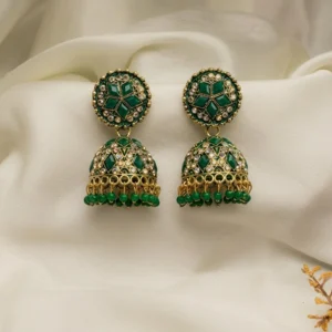 Emerald Bloom Jhumka Earrings