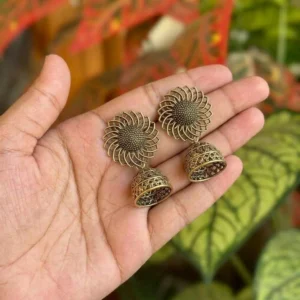 Antique Gold Sunflower Jhumkis