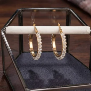 Clear Crystal Golden Hoop Earrings