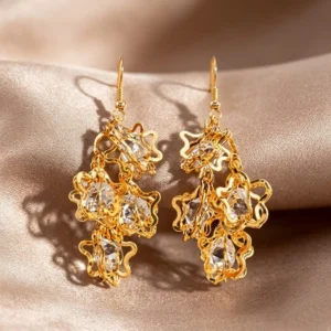 Golden Flora Crystal Chandelier Earrings