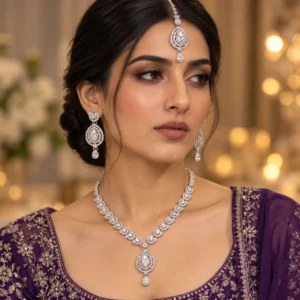 Home Diamond Elegance Necklace Set worn by model