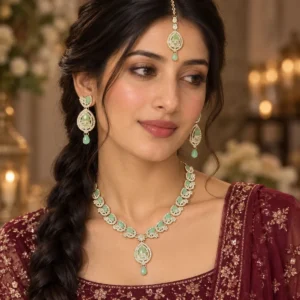 Emerald Radiance Necklace Set worn by model