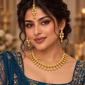 Golden Topaz Necklace Set worn by model