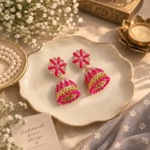 Blossom Pink Jhumka Earrings