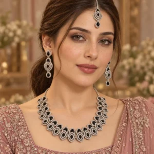 Home Onyx Glam Necklace Set worn by model