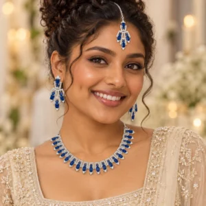 Royal Sapphire Necklace Set worn by model