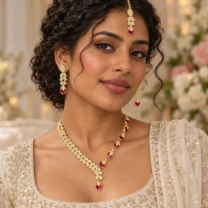 Home Ruby Radiance Necklace Set worn by model